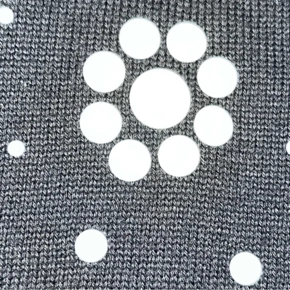 Cathy Daniels | Black Studded Floral Zip Front Cotton Cardigan Sweater, Small - Picture 3 of 4